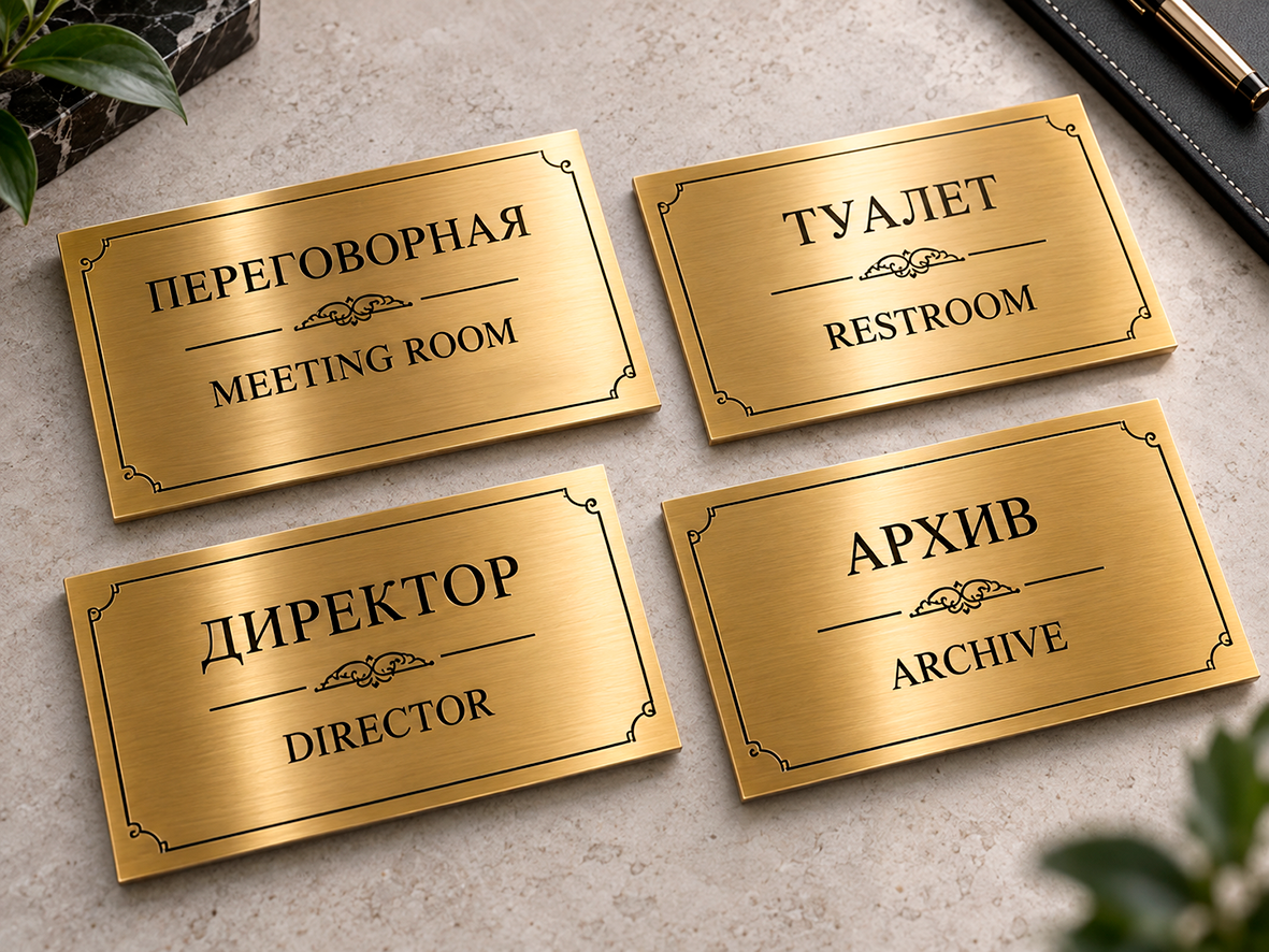 Золотые офисные таблички ПОЛИЗНАК